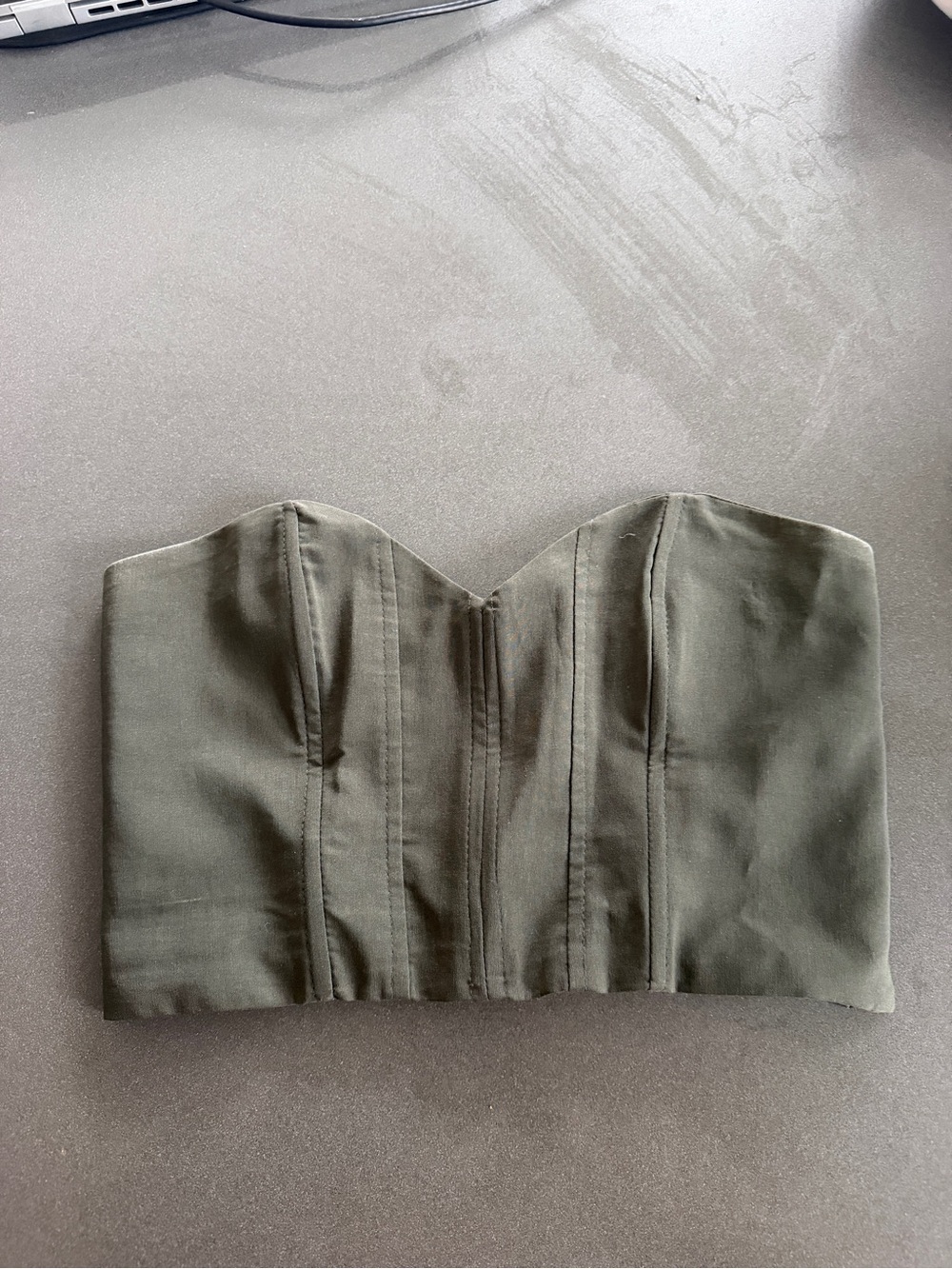 Zara Olive Strapless Bustier Top